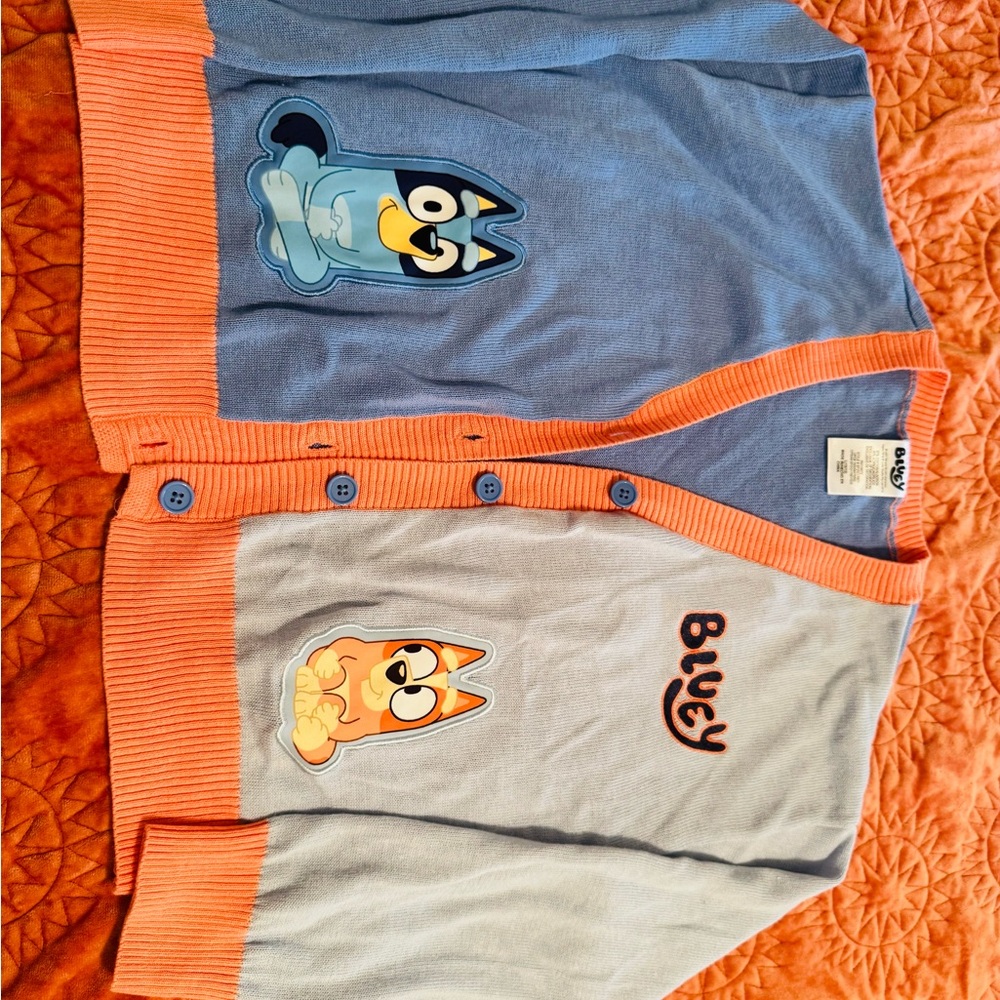 🩵 Bluey Kids Cardigan Sweater – Size L (10/12) 🧡